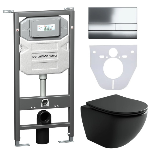 Инсталляция с кнопкой + унитаз + шумоизоляция Ceramica Nova CN4002MB_1002CH_1000